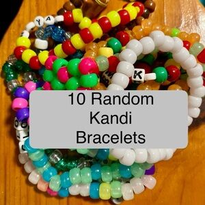 Bundle of 10 Random Single Strand Stackable Rave Kandi Bracelets - Mystery Box